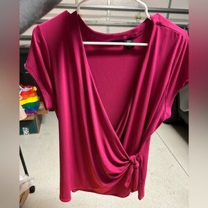 Business Shirts Large Tahari Fuchsia Wrap Blouse and Tahari Mock Turtle Neck